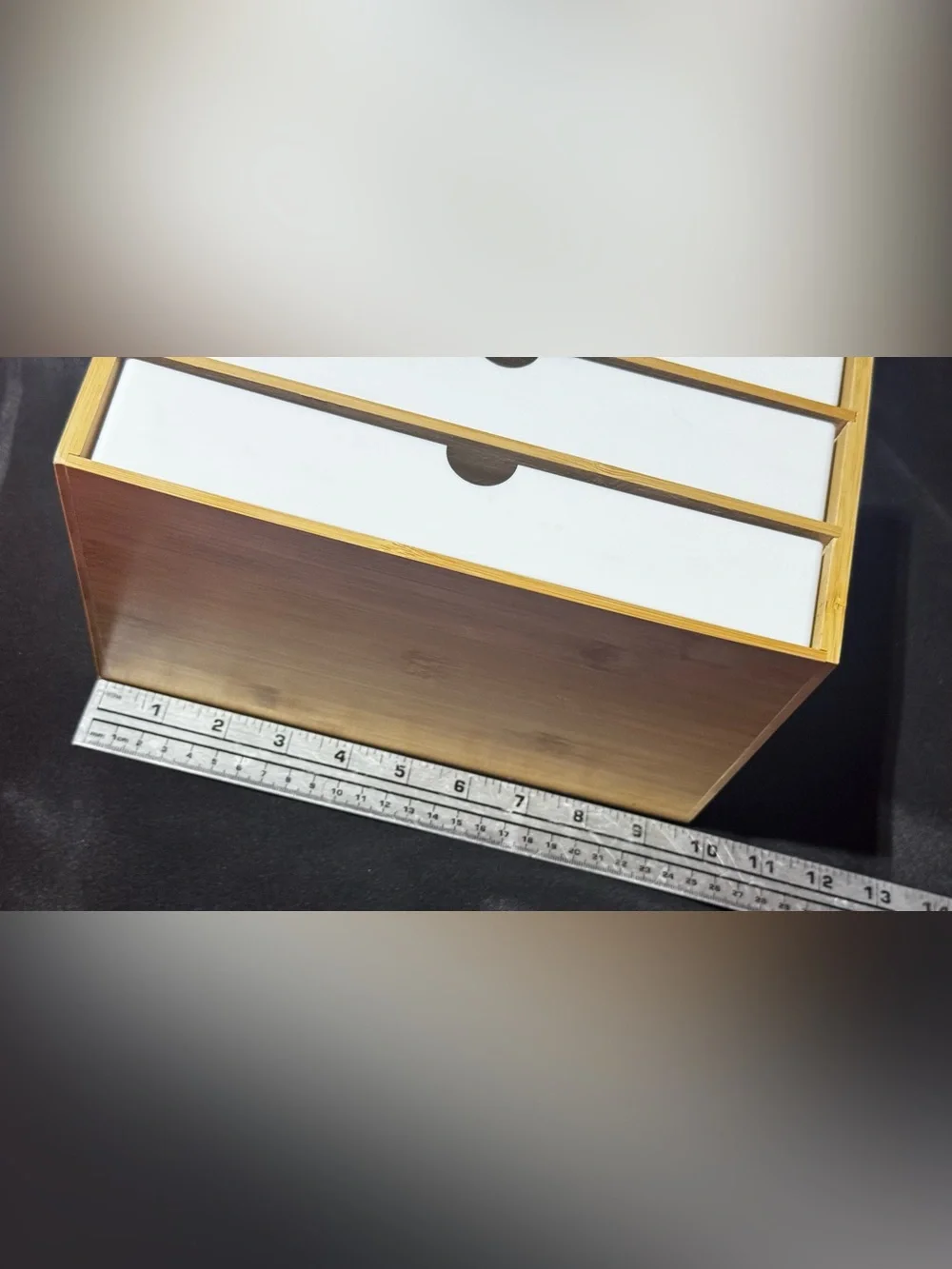 Source Unknown Pink and Natural Wood 3-Drawer Desk Organizer Box